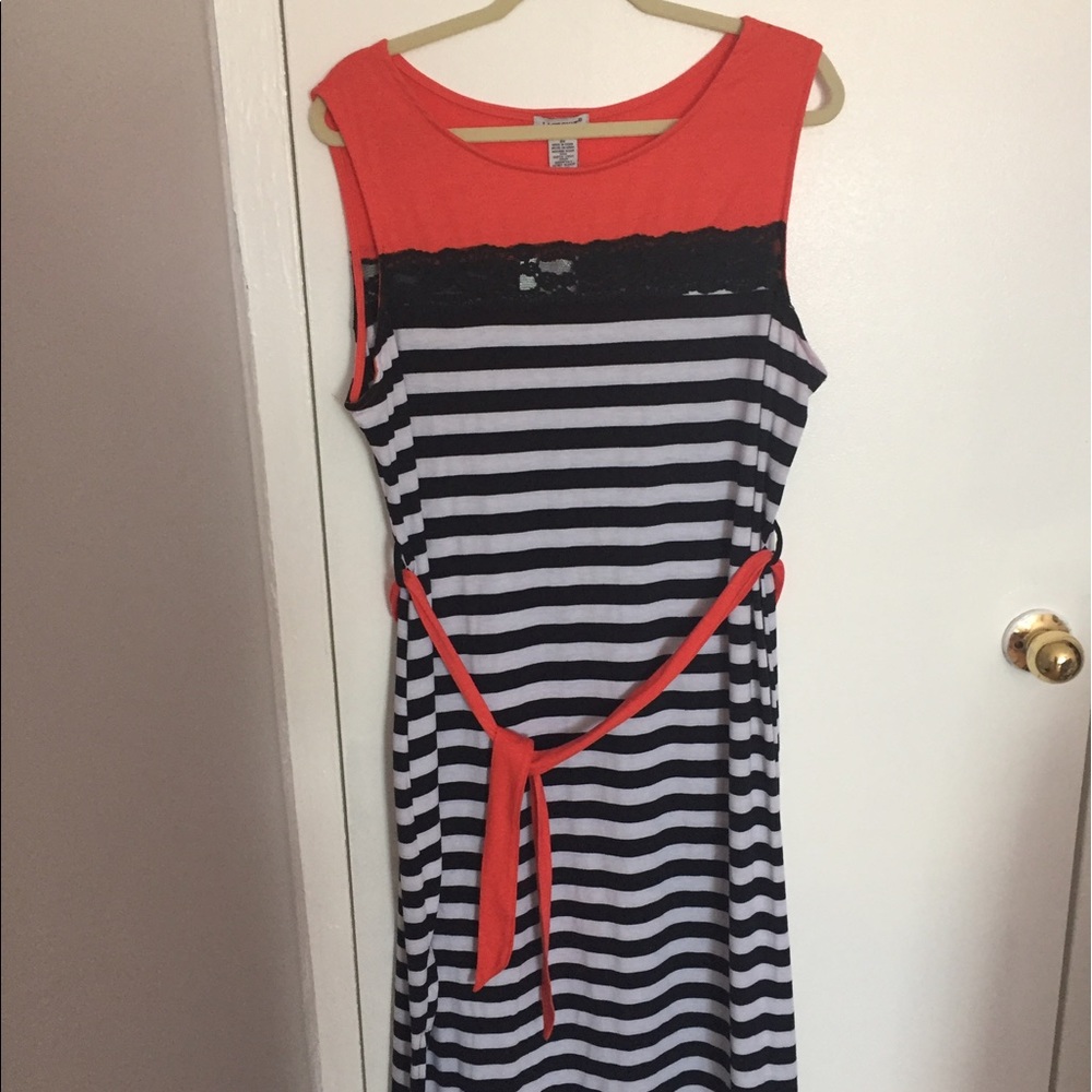 NWT Striped Sleeveless Midi Dress  1X